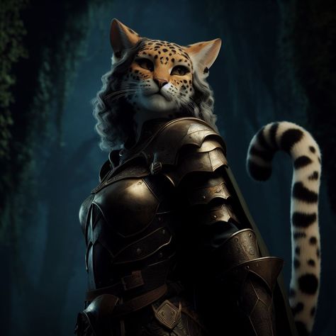 A concept image for a character; a Tabaxi from Dungeons & Dragons standing in a scene of lush greenery. Half Tabaxi, Tabaxi Cleric, Tabaxi Barbarian, Tabaxi Dnd, Forge Cleric, Dungeons Dragons, Dnd Art, Art Fantasy, Lush Greenery