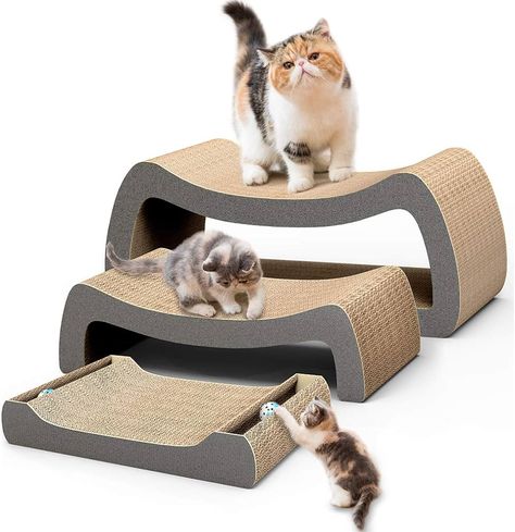 Amazon.com : HIPIPET Cat Scratcher Cardboard Cat Scratcher Pad Scratching Posts 3-in-1 Lounge Bed for Large Cats and Little Kitten : Pet Supplies Best Cat Scratching Post, Cardboard Cat, Cardboard Cat Scratcher, Lounge Bed, Cat Towers, Cat Scratchers, Cats Pet, Owning A Cat, Dog Diapers