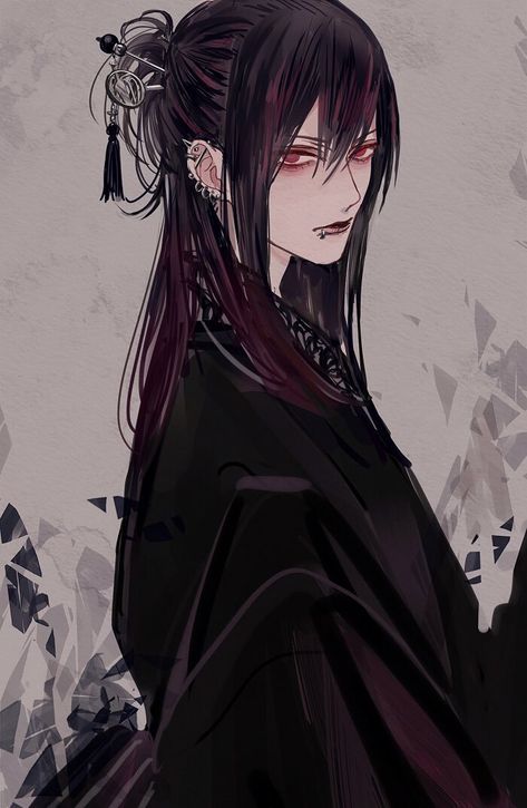 Male Character, Long Black Hair, Manga Boy, Arte Fantasy, 인물 사진, Anime Boys, Dark Anime, Boy Art, Handsome Anime Guys