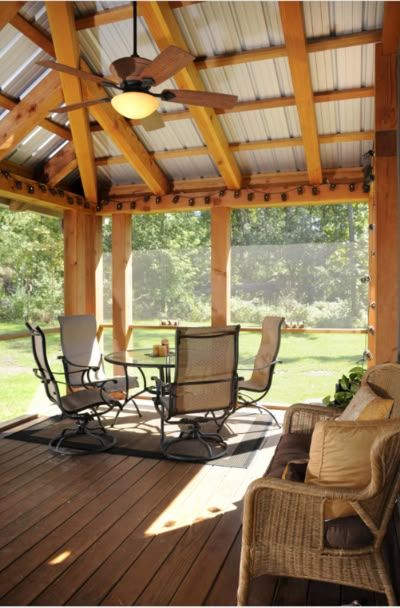 39 Covered Patio Roof Design Ideas | Sebring Design Build Veranda Design, Porch Design Ideas, Screened Porch Designs, Outdoor Covered Patio, Standing Seam Metal Roof, Building A Porch, Porch Roof, Patio Curtains, Casa Container