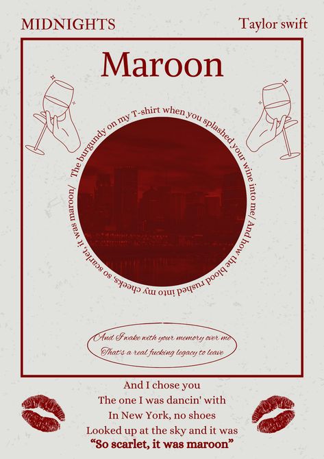 Maroon Poster Taylor Swift, Maroon Wallpaper Taylor Swift, Maroon Taylor Swift Aesthetic, Maroon Poster, Mad Woman Taylor Swift, Taylor Swift Maroon, Maroon Taylor Swift, Maroon Taylor, Maroon Walls