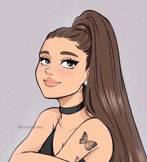 Arianna Grande Drawing, Drawings Of Ariana Grande, Ariana Grande Cartoon, Art Sketches Ariana Grande, Ariana Grande Wallpaper Cartoon, Ariana Grande Cartoon Drawing, Ariana Grande Anime, Ariana Grande Drawings, Beautiful Girl Drawing