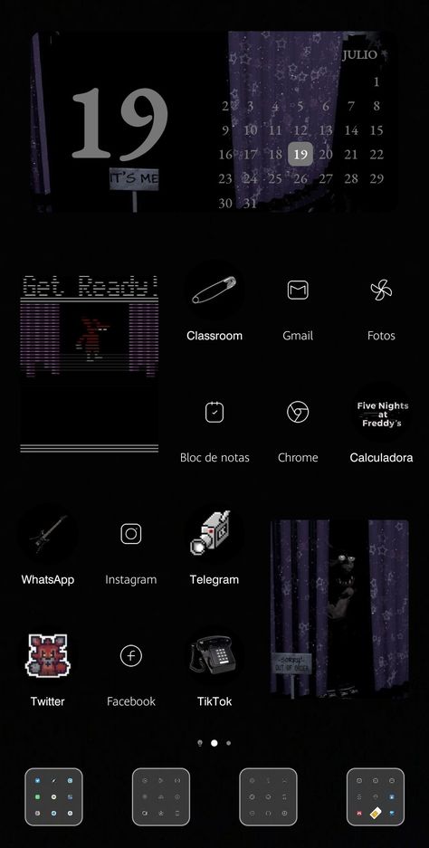 Fnaf Homescreen Layout, Fnaf Phone Layout, Fnaf Iphone Layout, Fnaf Phone Theme, Fnaf Lockscreen, Phone Homescreen Ideas, Fnaf Homescreen, Fnaf Wallpapers Iphone, Foxy Wallpaper