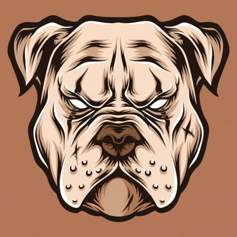 Pitbull head  logo illustration | Premium Vector #Freepik #vector #logo #dog #character #cartoon Dog Vector Logo, Iron Maiden Tattoo, Bulldog Illustration, Dog Drawing Simple, Pitbull Tattoo, Dog Character, Cute Dog Drawing, Logo Dog, Pitbull Art