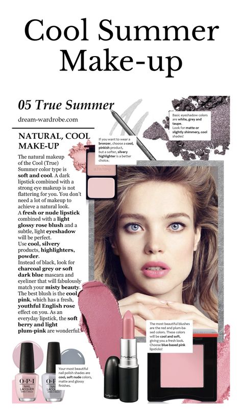 Cold Summer Makeup, Cool Summer Palette Hair, Summer Pallete Outfits, True Summer Blush, Summer Cool Tone Makeup, Soft Summer Nail Polish, Cool Summer Palette Makeup, Cool Summer Makeup Palette, Cool Summer Color Palette Makeup