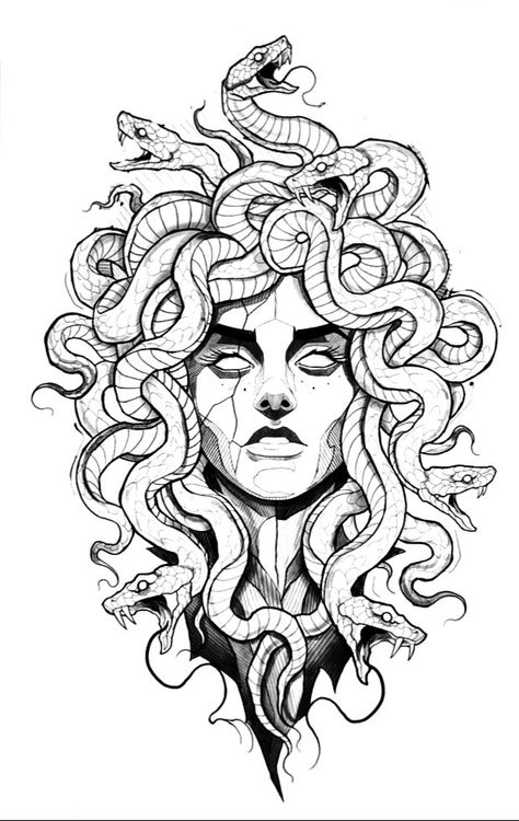 Cute Tattoos For Black Women, Tattoos For Black Women, Medusa Artwork, Stippling Tattoo, Medusa Drawing, Medusa Tattoo Design, Medusa Art, Greek Mythology Tattoos, Tattoo Outline Drawing