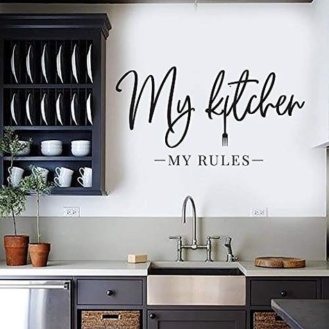 Vinyl Wall Decals Kitchen, My Kitchen My Rules, Kitchen Decal, Kitchen Decals, Rules Quotes, Kitchen Stickers, Kitchen Wall Stickers, My Rules, Wall Stickers Home