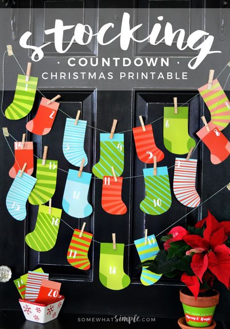 Let the countdown officially begin! This Christmas Stocking Countdown Printable is a simple way to celebrate the Christmas season! Christmas Countdown Printable, Countdown Christmas, Christmas Stockings Diy, Fun Christmas Decorations, Preschool Christmas, Christmas Printable, Christmas Advent Calendar, Christmas Advent, Christmas Activities