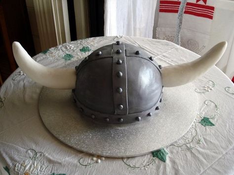 Viking cake | Viking Helmet Cake | Flickr - Photo Sharing! Viking Birthday, Helmet Cake, Viking Party, Medieval Decor, Dragon Cake, Wilton Cake Decorating, Viking Wedding, Adult Birthday Cakes, Viking Helmet