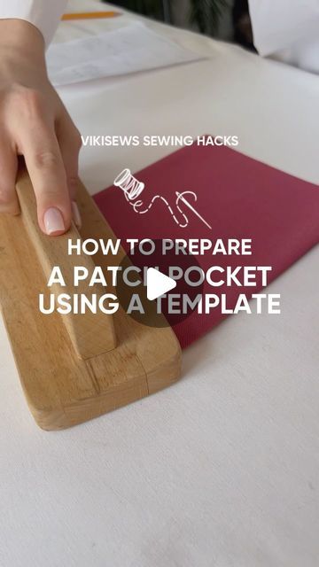 🧷 Trendy PDF sewing patterns on Instagram: "HOW TO PREPARE A PATCH POCKET USING A TEMPLATE   Trying to press the edges while folding them as you go? No success.  Take the patch pocket pattern and cut off the 1 centimeter seam allowances. Copy the piece onto thick paper if you prefer to keep the original pattern intact.  Next, machine-stitch along the curved area of the pocket, at 5 millimeters from the bottom edge. Use a 4 millimeter stitch length.  Pull on the lower thread to gather the curved corners.  Put the template inside the pocket and carefully press the seam allowances to the wrong side.  Voilà! The pocket looks nice and neat!" Pocket Pattern Template, Patch Pocket Pattern, Sewing Pockets, Basic Sewing, Pocket Pattern, Sewing Tips, Sewing Basics, May 27, Pdf Sewing Patterns