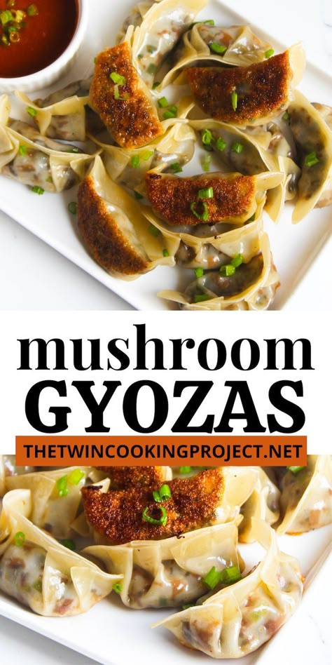 Vegan Mushroom Dumplings, Vegan Gyoza Recipe, Dumplings Recipe Vegetarian, Vegetarian Dumplings Recipe, Vegetarian Potstickers, Healthy Dumplings, Vegetarian Asian Recipes, Mushroom Dumplings Recipe, Gyoza Dumplings Recipe