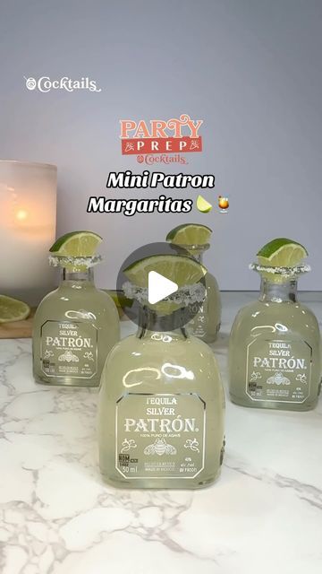 155K views · 11K likes | Cocktails (21+ to follow) on Instagram: "Bring the party to life with these show-stopping Mini Patron Margaritas!😋🍹 Where the best things come in small packages!💚😍 Tag your bestie that you want to make these with! #margaritas #margs #mini #fun #patron #patronmini #tequila #cute #idea #party #host #planner #drink #cocktail #cocktailnight #fyp

Ingredients:
- 4 bottles of Mini Patron Tequila Blanco
- 1/2 cup lime juice
- 1/2 cup triple sec
- 1/4 cup agave
- salt rim" Small Patron Bottles Tequila, Mini Margarita Kit, Patron Birthday Party Ideas, Mini Patron Margaritas, Patron Alcohol, Mini Patron Bottles, Patron Drinks, Mini Cocktail Kit, Bachelorette Beach Weekend