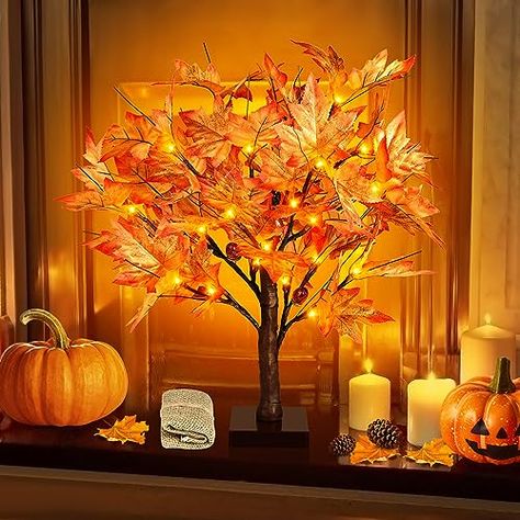 Fall Light Up Tree, Hobby Lobby Light Up Tree, Pre Lit Led Christmas Tree, Animated Led Christmas Tree, Autumn Leaves Falling Gif, Artificial Trees, Orange Leaf, Maple Tree, Artificial Tree