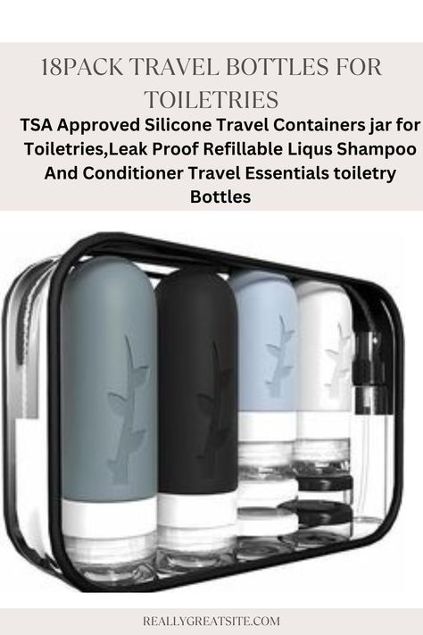 TSA Approved Silicone Travel Containers jar for Toiletries,Leak Proof Refillable Liqus Shampoo And Conditioner Travel Essentials toiletry Bottles Travel Shampoo And Conditioner, Travel Bottles Toiletries, Travel Containers, Travel Shampoo, Pharmacy Books, Travel Container, Tsa Approved, Travel Bottles, Travel Items