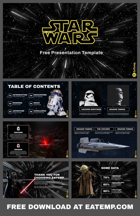 Star Wars 13 Star Wars Powerpoint, Star Wars Templates, Cute Powerpoint Templates, Halloween History, Presentation Slides Design, Powerpoint Slide Designs, Slides Design, Google Slides Theme, Powerpoint Template Free