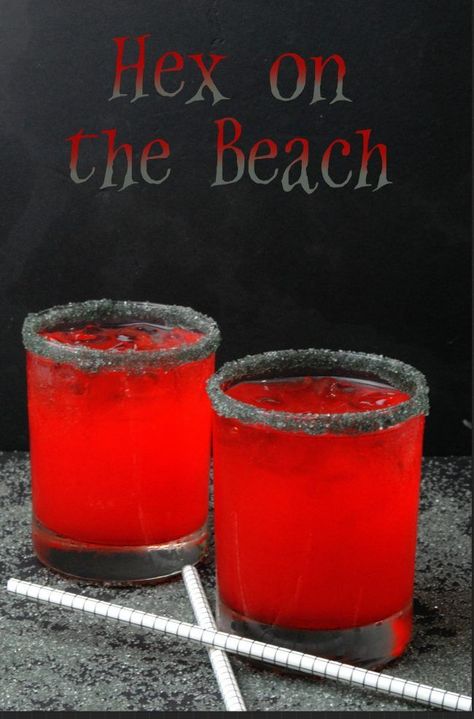 Hex on the Beach Cocktail Recipe - a flavorful, fruity cocktail with a fun magic name Beachy Cocktails, Magic Name, Wellness Fair, Fruity Mixed Drinks, Beautiful Drinks, Kid Friendly Drinks, Fruity Cocktail, Cherry Vodka, Sanding Sugar