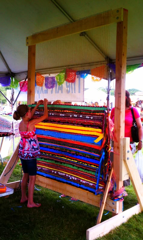 collaborative weaving Community Weaving Project, Collaborative Weaving, Community Weaving, Weaving Installation, Spring Art Activities, Collaborative Weaving Project, Fabric Fence, Weaving Middle School, Weaving Elementary Art