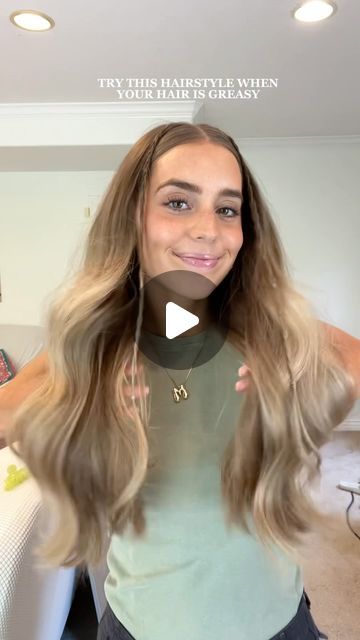 Maddy Millard on Instagram: "The perfect greasy hairstyle when you still want to wear it down! 🫶🫶   #hair #hairtok #hairstyle #hairinspo #hairtutorial #hairideas #schoolhairstyles #summerhairstyles #slickback #greasyhair #greasyhairstyle #dirtyhair #easyhairstyles #braids #lange #heatlesshairstyles #healthyhair #oribe" Maddy Millard, Easy Work Hairstyles, Heatless Hairstyles, Easy Work, Greasy Hair Hairstyles, Braids Hair, Work Hairstyles, Easy Hair, July 31