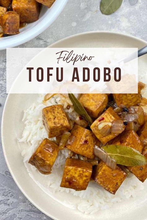 Tofu Adobo (Adobong Tokwa) Vegetarian Adobo, Tofu Adobo, Prepare Tofu, Pan Fried Tofu, Adobo Recipe, Adobo Chicken, Adobo Sauce, Fried Tofu, Bean Curd