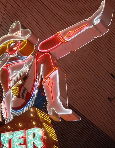 Vegas Neon Cowgirl Sign on Fremont St Arizona Cowgirl Aesthetic, Groovy Cowboy Aesthetic, Sparkle Cowgirl Aesthetic, Southern Glam Aesthetic, 2000s Cowgirl Aesthetic, Cowgirl Astethic, Indie Cowboy Aesthetic, Vegas Cowgirl Aesthetic, Cosmic Cowboy Aesthetic