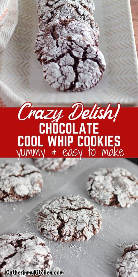 Need a quick dessert? These Chocolate Cool Whip Cookies are a breeze to make! In just 10 minutes, you’ll have a batch of delicious, chocolatey cookies that are perfect for any occasion! Chocolate Cookies With Cool Whip, Cookie Recipes With Cool Whip, Brownie Cool Whip Cookies, 2 Ingredient Cool Whip Cookies, Cake Mix And Whip Cream Cookies, Cake Box Cool Whip Cookies, Chocolate Fluff Cookies, Cake And Cool Whip Cookies, Cookies Made With Cool Whip Cake Mixes