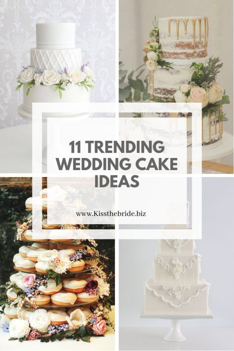 19 Wedding Cake Ideas you will love ~ KISS THE BRIDE MAGAZINE Unconventional Wedding Cake, Wedding Cake Trends, Wedding Cake Centerpieces, Cake And Dessert, Cake Rustic, Wedding Cake Options, Different Wedding Cakes, Dinner Table Centerpieces, Kiss The Bride