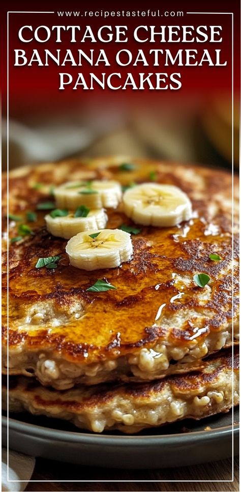 These protein-packed pancakes are made with oats, cottage cheese, and banana, providing a healthy and filling breakfast option. They're quick to prepare, delicious, and perfect for anyone looking for a nutritious start to their day. Healthy Oat Banana Pancakes, Banana Oat Cottage Cheese Pancakes, Banana Oat Protein Pancakes, Cottage Cheese And Banana, High Protein Pancakes Cottage Cheese, Bariatric Pancake Recipes, Blueberry Cottage Cheese Pancakes, No Sugar Pancakes, Protein Cottage Cheese Pancakes