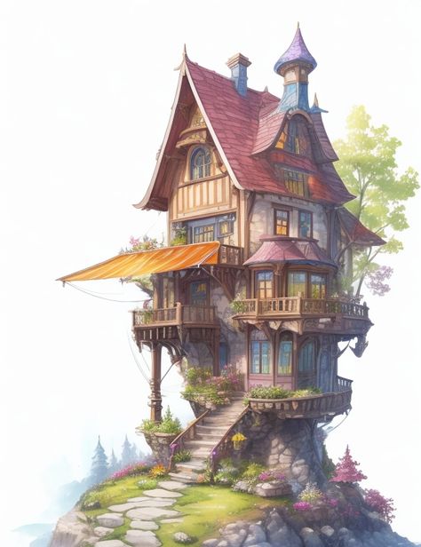 DreamShaper v7 colorful Watercolor fantasy house fantasy Slop 3 Building Concept Art, Fantasy House Concept, Mc House, House Concept, Building Concept, Fantasy House, Colorful Watercolor, Moving House, Design Ad