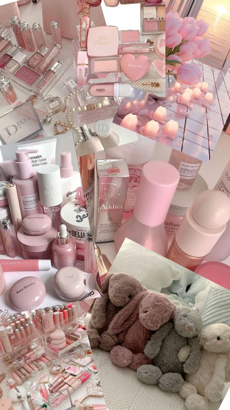 It is about makeup, skincare and bunny’s. Girly Girl Aesthetic, Girly Products, Preppy Collage, Baby Pink Wallpaper Iphone, Pink And Girly, Girly Pop, Pink Lifestyle, Pretty Pink Princess, Pink Things