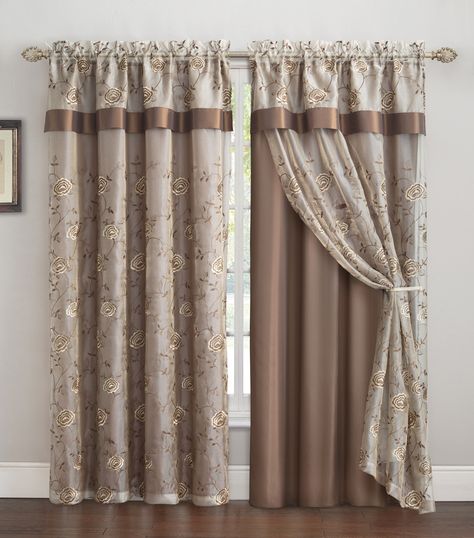 Arcola Embroidered Blackout Single Curtain Panel Single Window Curtain Ideas Bedrooms, Curtain Decor Ideas, Fancy Curtains, Window Curtain Designs, Window Curtains Living Room, Window Curtains Bedroom, Designer Upholstery Fabric, Layered Curtains, Plain Curtains