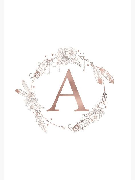 "Letter A Rose Gold Pink Initial Monogram" Spiral Notebook by naturemagick | Redbubble Rose Gold Aesthetic, Letter Art Design, Watercolor Monogram, Flower Logo Design, The Letter A, Aesthetic Letters, Monogram Stickers, Alphabet Wallpaper, Hand Lettering Art