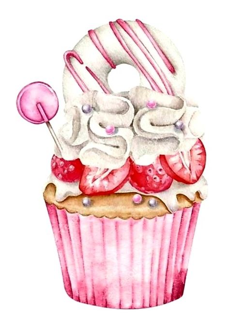 Cupcake Drawing, Watercolor Kit, Cupcake Art, Cute Food Art, Sketch Painting, Food Drawing, Hand Art, Cute Cakes, Watercolor Cards