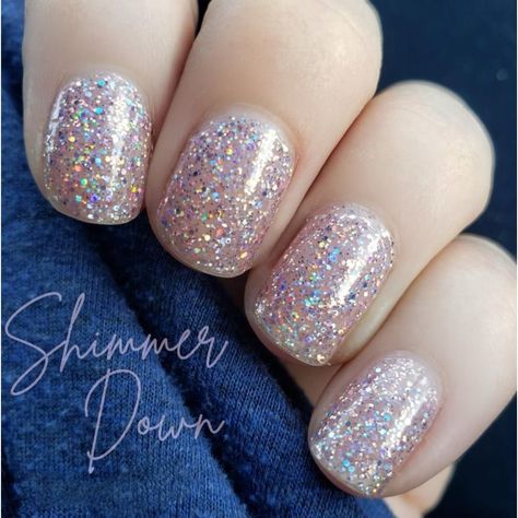 Color Street Shimmer Down 100% Nail Polish Strips New Mix Match Nails, Holographic Glitter Nails, Nail Pics, Pink Glitter Nails, Accent Nail, Silver Holographic, Sparkle Nails, Rosy Pink, Pink Metallic