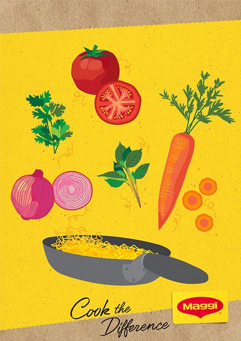 Illustration for Nestle's Maggi on Behance Maggi Illustration, Maggi Advertisement, Maggi Photo, Maggi Aesthetic, Noodle Doodle, Cafe Posters, Painting Images, Strawberry Lime, Wacom Tablet