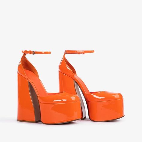 Orange Platform Sandals, How To Clean Crystals, Orange Shoes, Cream Shoes, The Boutique, Mandarin Orange, Clothing Essentials, Blue Satin, Personal Shopper