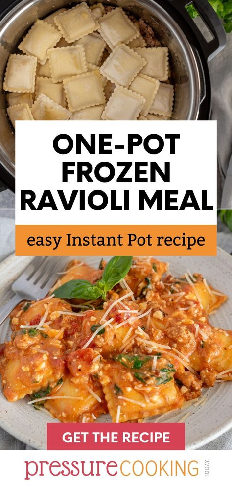 Ravioli Recipe Instant Pot, Instant Pot Frozen Ravioli Recipes, Instapot Ravioli, Instapot Ravioli Recipe, Instant Pot Ravioli Lasagna, Pampered Chef Instant Pot Recipes, Instant Pot Frozen Ravioli, Frozen Ravioli Recipes Easy, Ravioli Instant Pot