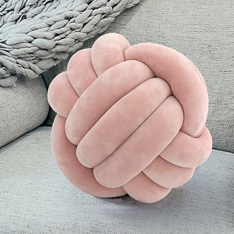 Amazon.com: Jemsia Knot Ball Pillow Round Decorative Throw Cushion Pillows,Blush Pink Soft Velvet Plush Knotted Pillow for Sofa,Bed,Armchairs,Nursery Room Decor Cushion,Diam 20cm : Home & Kitchen Adult Pink Bedroom, Ball Pillow, Fun Throw Pillows, Sofa Bed Armchair, Pink Bedroom Decor, Knot Pillow, Round Throw Pillows, Pink Throws, Pink Throw Pillows