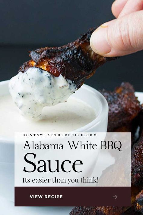 Alabama White Barbecue Sauce is perfect for any smoked meat, but you MUST TRY them on smoked wings! #wings #sauce Best Alabama White Bbq Sauce, White Barbecue Sauce Recipe, White Sauce Bbq, Beer Wing Sauce, Alabama White Sauce Recipe, Wing Sauces Homemade, Wing Dipping Sauce Recipes, Wings Dipping Sauce, Dipping Sauce For Wings