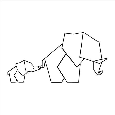 Geometric Art Animal, Geometric Elephant, Idee Cricut, Polygon Art, Geometric Design Art, Tape Art, Geometric Drawing, Pola Kristik, Geometric Animals