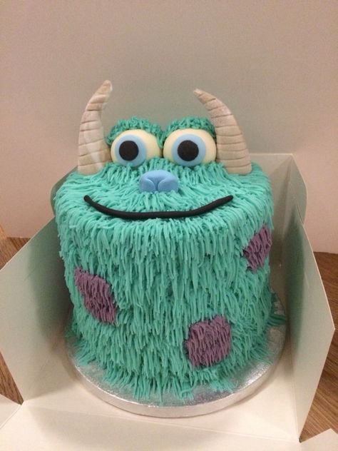 Sully Birthday Cake, Sully Cake Monsters Inc, Monster Inc Cake Ideas, Pastel Monster Inc, Monsters Inc Birthday Cake, Monster Inc Cake, Sully Cake, Monsters Inc Cake, Monster Inc Cakes