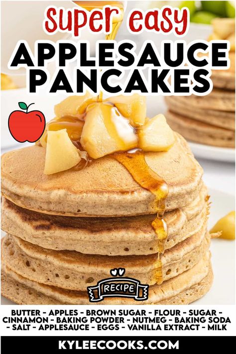 Show your family extra love this weekend and whip up a batch of my homemade applesauce pancakes. They’re light and fluffy with a hint of apple and cinnamon then served with chopped apples in buttery brown sugar on top. Don’t forget the maple syrup for this perfect fall breakfast or brunch! Applesauce Pancakes, Apple Brown Sugar, Mom Breakfast, Butter Pancakes, Apple And Cinnamon, Cinnamon Pancakes, Sugar Apples, Homemade Applesauce, Autumn Recipes