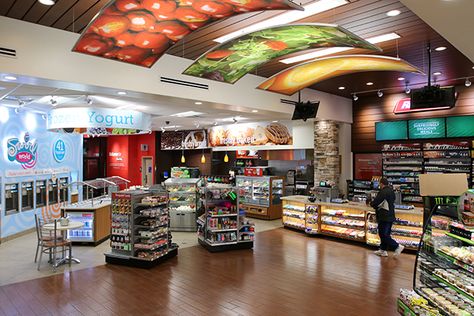 Supermarket Design Interior, Grocery Store Design, Retail Store Interior Design, Brand Personality, Beef Hot Dogs, Supermarket Design, Ceiling Murals, Retail Store Interior, Yogurt Flavors