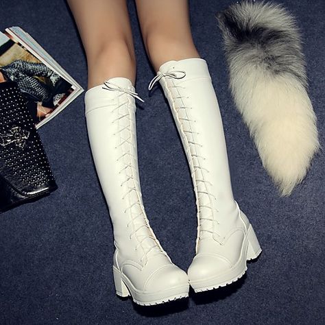 Military Style Boots, Lace Up Block Heel, Womens Chunky Heels, Block Heel Boots, White Boots, Long Boots, Wedge Boots, Designer Heels, Chunky Heel