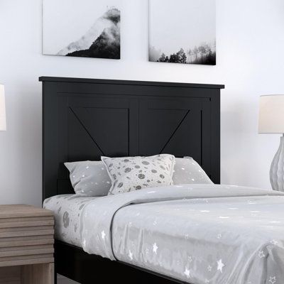 Update your bed with this headboard and add a coastal farmhouse design to your space. It's made from solid wood in your choice of neutral finish. The two recessed panels are decorated with diagonal planks for a farmhouse-inspired flair. This headboard has pre-drilled holes and arrives with mounting hardware for easy installation on your bed frame. Plus, it's compatible with an adjustable bed base, so you can install it on nearly any frame. Some assembly is needed before installation. Size: Twin, Wood Panel Headboard, Coastal Farmhouse Design, Farmhouse Headboard, Adjustable Bed Base, Black Headboard, Adjustable Bed, Headboard Designs, Rustic Contemporary, Wood Headboard