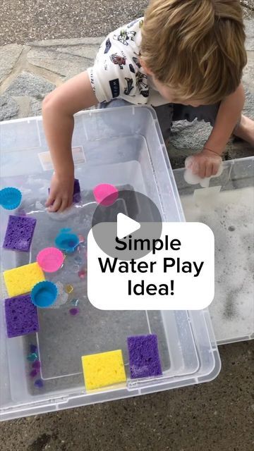 Brittany Bacharach on Instagram: "I love a simple set up, especially if it’s one that’s still super engaging and full of learning and play!   This preschool STEM sensory activity is just that!   When you set up 2 bins of water and give your preschooler some sponges (we have clean sponges just for sensory play), they have the opportunity to experiment with sponges and transferring water. Extra idea is to add silicone cupcake liners and they can see how/if they can sink the liners using water!   Extra ideas: add bubbles or a drop of food coloring for extra fun!   Save this idea to try and follow us for more preschool STEM ideas.   #sensoryplayideas #preschoolstem #stemactivities" Sponges For Water Play, Water Sensory Activities, Silicone Cupcake Liners, Preschool Stem, Stem Ideas, Sensory Activity, Water Day, Water Games, Water Play