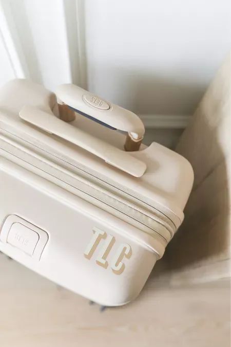 Beis Luggage Aesthetic, Beige Monogram Print Travel Bag, Brown Monogram Canvas Luggage For Travel, Neutral Luggage, Luxury Monogram Canvas Luggage, Elegant Monogram Canvas Luggage For Travel, Cream Luggage, Aesthetic Luggage, Beis Luggage