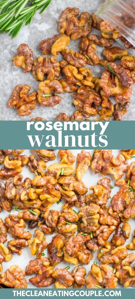 Savory Walnuts Recipe, Roasted Walnuts Recipe Healthy, Roasted Walnuts Recipe Savory, Rosemary Nuts Recipe, Spiced Walnuts Recipe Savory, Savory Walnut Recipes, Seasoned Walnuts Recipe, Rosemary Recipes Healthy, Roasted Walnuts Recipe