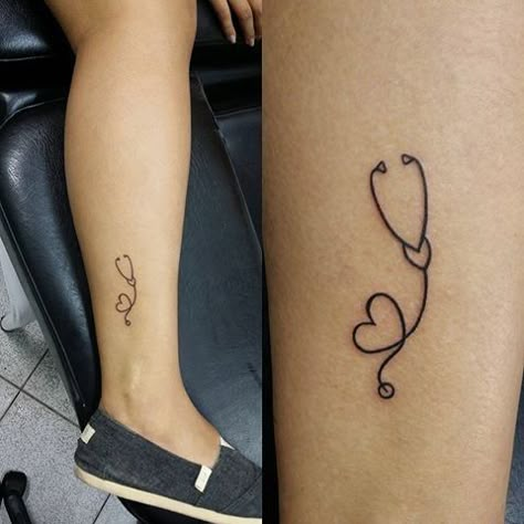 Stethescope Tattoo Ideas, Stethescope Tattoo Simple, Sthetoscope Tattoos, Nursing School Tattoos Graduation, Simple Nurse Tattoo Ideas, Nurse Tattoos For Women, Nursing Tattoos, Tattoos Pequeños, Stethoscope Tattoo