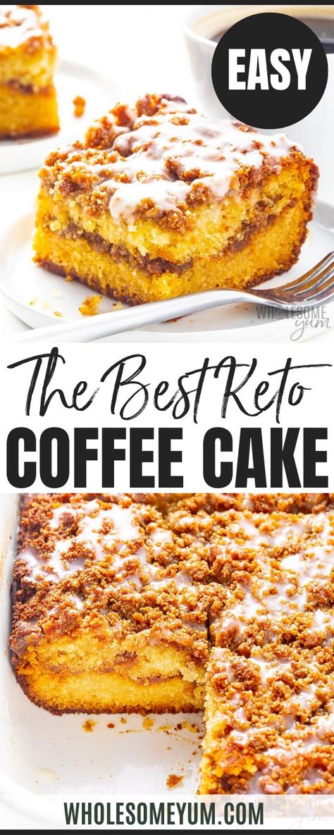 Keto Coffee Cake Recipe Almond Flour Coffee Cake, Best Keto Coffee, Keto Coffee Cake, Recipe With Almond Flour, Low Sugar Dinners, Keto Coffee Recipe, Almond Flour Cakes, Apple Coffee Cakes, Streusel Coffee Cake