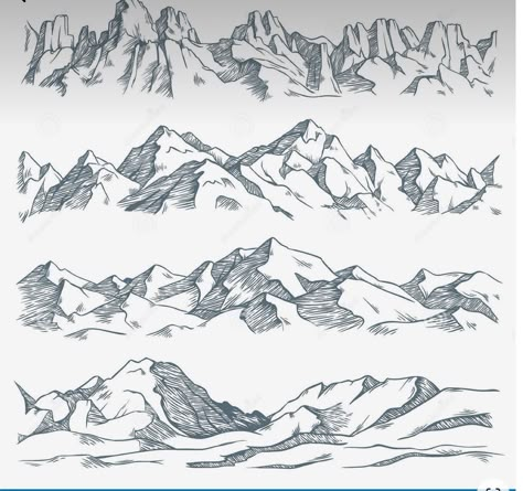 Mountain Range Drawing, Mountain Landscape Drawing, River Drawing, Landscape Drawing Tutorial, Mountain Outline, Big Bear Mountain, Mountain Sketch, Fantasy Map Making, Sunrise Mountain